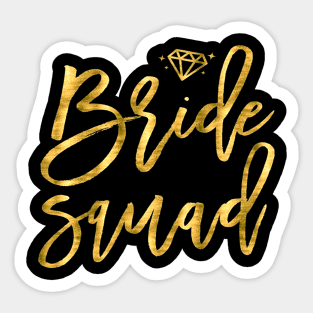 Bride Squad Bachelorette Party Shirts Faux Gold Diamond Sticker